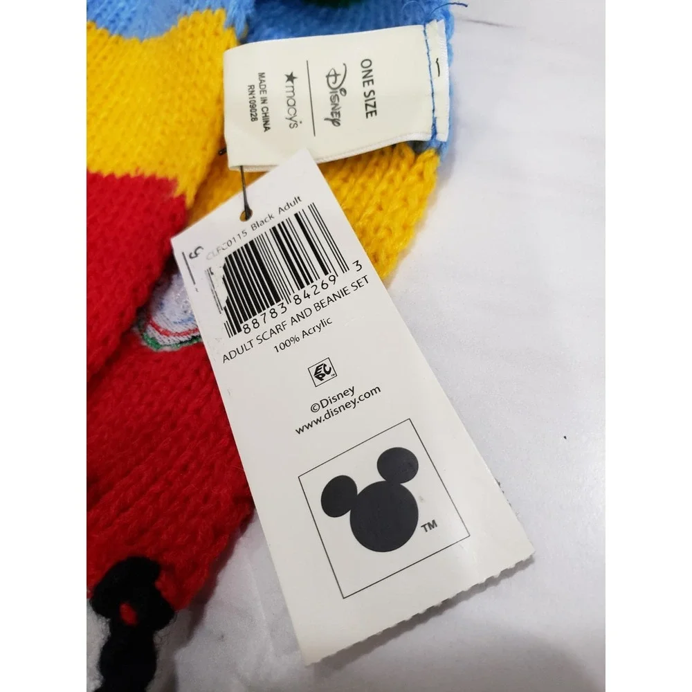 NEW Disney Rainbow Striped‎ Scarf Macys Mickey Mouse Black 9x70 pride lgbtq